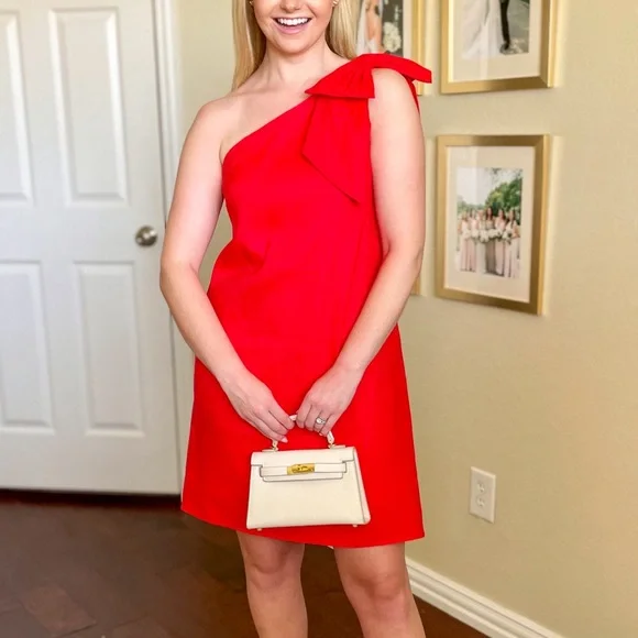 ANTONIO MELANI Dresses Antonio Melani Red Linen One Shoulder